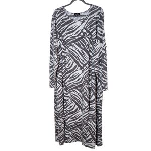 Modx Gray Zebra Stripe Long Sleeve Maxi Dress Size 3X